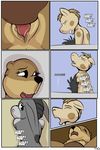  2017 anthro comic dialogue donkey equine female flat_chested hi_res horse jennifer_(study_partners) male male/female mammal mustelid otter sarah_(study_partners) simple_background study_partners te teenager text woody_(study_partners) young 