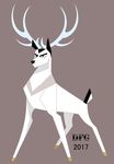  2017 alternate_species antlers black_nose black_skin cervine deer dragonfoxgirl horn mammal samurai_jack samurai_jack_(character) simple_background solo standing white_skin 