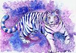  feline feral fuzzymaro mammal standing stripes tiger traditional_media_(artwork) watercolor_(artwork) 