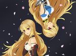  2girls ahoge bare_shoulders breasts brown_hair flower milla_(tales_of_xillia_2) milla_maxwell multicolored_hair multiple_girls open_mouth pink_eyes tales_of_(series) tales_of_xillia tales_of_xillia_2 very_long_hair 