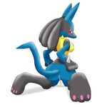  anus blackwing97 blush breasts cum cum_in_pussy cum_inside female hand_on_butt looking_at_viewer lucario nintendo pok&eacute;mon popsiclepete_(artist) presenting side_boob simple_background solo video_games 