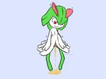  blue_background breasts clench grin kirlia nintendo pok&eacute;mon pussy simple_background sirbengames smile urine video_games watersports 