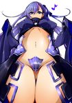  absurdres agetama breasts commentary_request fate_(series) hair_between_eyes hair_ribbon highres long_hair long_sleeves looking_at_viewer looking_down meltlilith navel ribbon small_breasts solo thick_thighs thighs very_long_sleeves 