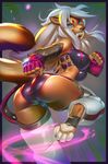  2017 anthro blue_eyes bra bracelet camel_toe canine capcom clothing collie cosplay dog fangs female fingerless_gloves gloves grin hybrid jewelry juri_han lemur mammal miles_df panties primate smile solo spiked_bracelet spikes street_fighter underwear video_games wolf 