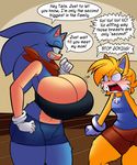  big_breasts breasts canine clothing denizen1414 dreamcastzx1 female fox hedgehog huge_breasts mammal small_breasts sonic_(series) sonic_the_hedgehog thick_thighs tight_clothing 