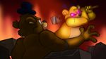  2017 bear five_nights_at_freddy&#039;s freddy_(fnaf) glowing glowing_eyes golden_freddy_(fnaf) mammal tonycrynight video_games 