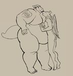  anthro female illian kissing lizard male nude overweight reptile ritts scalie tattoo thick_thighs unknown_species wings 
