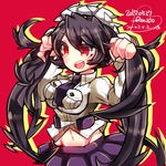  1girl black_hair breasts filia_(skullgirls) red_eyes rin10 samson_(skullgirls) skullgirls twintails 