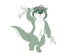  anthro balls male mammal mustelid navel otter sheaths shinsuke simple_background solo standing sweat wet whiskers 