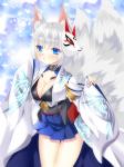  animal_ears azur_lane cleavage hinoue_itaru japanese_clothes kaga_(azur_lane) kitsune tail 
