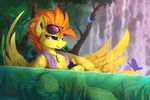  2017 arthropod butterfly crab crustacean detailed_background equine eyewear feathered_wings feathers female feral friendship_is_magic fur hair hi_res hooves insect mammal marine my_little_pony orange_hair outside partially_submerged pegasus spitfire_(mlp) sunglasses tree wings wonderbolts_(mlp) yakovlev-vad 