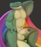  balls crocodile crocodilian erection gay_pride jetshark looking_at_viewer male male/male penis rainbow rainbow_flag rainbow_symbol reptile scalie solo uncut 