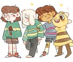  armless asriel_dreemurr boss_monster candy caprine chara_(undertale) child chocolate flower food fur goat group human lizard long_ears mammal monster_kid plant protagonist_(undertale) red_eyes reptile sam-yaza scalie stripes undertale video_games white_fur young 