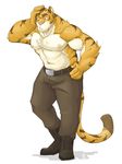  2016 abs biceps big_muscles chest_tuft clothed clothing digital_media_(artwork) feline malcus_pine male mammal misterbunny56 muscular muscular_male nipples pants tiger topless tuft 