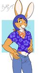  anthro bucklebunny clothed clothing hare lagomorph male mammal shirt tao_zee 