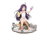  ;d ahoge barefoot blush breasts cleavage collarbone faux_figurine feet floating_hair full_body grin hairband holding long_hair naked_towel official_art one_eye_closed open_mouth purple_hair red_eyes red_hairband simple_background sitting small_breasts smile soap soles solo spread_toes stone_lantern sword_art_online sword_art_online:_code_register toes towel very_long_hair white_background white_towel yuuki_(sao) 