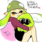  bike_shorts bobblehat closed_eyes domino_mask glasses green_hair hood hoodie inkling lowres mask nana_(raiupika) pointy_ears sidelocks simple_background smile solo splatoon_(series) stuffed_toy white_background 