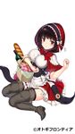  alcohol apron basket black_hair boots bow bread breasts copyright_request eyebrows_visible_through_hair food highres hood hoodie impossible_clothes impossible_shirt kuro_chairo_no_neko large_breasts little_red_riding_hood little_red_riding_hood_(grimm) looking_at_viewer parted_lips plaid purple_eyes shirt short_hair simple_background sitting skirt solo taut_clothes taut_shirt thigh_boots thighhighs underbust waist_apron white_background wine yokozuwari 