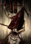  1boy blood gloves guro hat helmet highres male_focus monster monster_boy muscle pyramid_head ronri silent_hill silent_hill_2 solo 