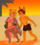  2017 anthro ashlee_hurwitz beach bikini clothed clothing dormouse duo embrace eyewear feline female fluffy fluffy_tail fur glasses good_cheese grey_fur gunther_hausmann hair hi_res interspecies lynx male male/female mammal missebony mouse outside rodent romantic_couple seaside smile spots swimsuit yellow_fur 