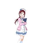  alternate_hairstyle artist_request blush hair_ornament hairclip hat holding kneehighs long_hair looking_at_viewer love_live! love_live!_school_idol_festival love_live!_sunshine!! low_ponytail nurse nurse_cap official_art open_mouth pink_sweater red_hair sakurauchi_riko smile solo sweater transparent_background uniform white_legwear yellow_eyes 