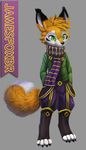  2017 anthro canine clothed clothing cub digital_media_(artwork) fox fur hair hi_res invalid_color james_fox jamesfoxbr lineless lineless_art male mammal noble scarf simple_background solo young 