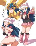  :d alternate_breast_size beanie big_breasts blue_eyes blush breasts butt cleavage clothed clothing clothing_lift dawn_(pok&eacute;mon) female full_body glowing glowing_eyes hair half-closed_eyes hat hi_res hypno hypnosis konno_tohiro long_hair looking_at_viewer mind_control naughty_face nintendo open_mouth panties pink_scarf pink_skirt pok&eacute;mon poke_ball pokemon_(creature) pokemon_(game) pokemon_dppt scarf side_boob simple_background skirt skirt_lift smile standing sweat tongue tongue_out underwear v video_games white_background white_panties 