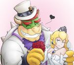  ^_^ angry blush bowser breasts cleavage elbow_gloves gloves happy heart mario_(series) married princess_peach rose smile super_mario_bros. sweatdrop wedding_dress zieghost 