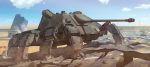  building cannon cloud commentary_request desert earasensha ground_vehicle highway metal_max metal_max_xeno military military_vehicle missile_pod motor_vehicle no_humans road ruins sky tank turret walker 