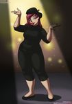  2016 anthro beret_girl big_lips breasts clothed clothing disney female goof_troop green_eyes hair lips makeup red_hair slightly_chubby slippers solo spotlight turtleneck vkyrie weight_gain yoga_pants 