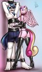  2017 anthro anthrofied bdsm blush bondage boots bound clothing corset dakuroihoshi elnow_gloves equine female footwear friendship_is_magic high_heels horn husband_and_wife legwear lingerie male mammal my_little_pony princess_cadance_(mlp) shining_armor_(mlp) shoes stockings tape thong tickling unicorn winged_unicorn wings 