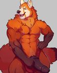 2017 abs aery animal_genitalia anthro arm_tuft biceps big_penis black_nose black_penis body_hair brown_fur brown_skin brown_tail canine chest_hair chest_tuft clothed clothing erection fluffy fluffy_tail front_view fur fur_tuft grey_background hybrid knot knuxlight long_tail looking_at_viewer male mammal manly multicolored_fur multicolored_skin multicolored_tail muscular muscular_male nipples open_mouth orange_fur orange_skin orange_tail partially_clothed pecs penis pink_tongue pose pubes red_panda simple_background solo standing teeth thick_penis thick_tail thick_thighs tongue tuft two_tone_fur two_tone_skin underwear were werewolf white_skin white_tail 