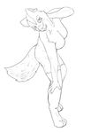  2017 anthro black_and_white breasts butt canine clothed clothing digital_media_(artwork) female fox front_view fur hair hi_res irohasu0228 looking_at_viewer mammal mde monochrome nude pinup pose rrast_doend_lazio simple_background sketch solo standing white_background 