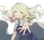  :d blue_eyes blush cape diana_cavendish dress half-closed_eyes hands little_witch_academia long_hair looking_at_viewer open_mouth pov reaching_out shake_sawa simple_background smile solo white_background white_hair 