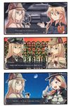  4girls adapted_costume alternate_costume arsene_lupin arsene_lupin_(cosplay) bagel bismarck_(kantai_collection) black_jacket blonde_hair blue_eyes blue_hair braid bubble comic commandant_teste_(kantai_collection) commentary cosplay detective doughnut dress eating food french_braid hair_between_eyes hat highres holding holding_food holding_pipe ido_(teketeke) iowa_(kantai_collection) jacket kantai_collection long_hair long_sleeves md5_mismatch multicolored_hair multiple_girls night off-shoulder_dress off_shoulder peaked_cap pipe pipe_in_mouth police police_uniform policewoman red_hair revision safe_(container) sherlock_holmes sherlock_holmes_(cosplay) sky star star-shaped_pupils star_(sky) starry_sky streaked_hair symbol-shaped_pupils the_adventures_of_sherlock_holmes translated uniform union_jack warspite_(kantai_collection) white_dress white_hair 