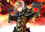  armor blonde_hair book fire_emblem fire_emblem_if gloves holding holding_book kero_sweet leon_(fire_emblem_if) looking_at_viewer male_focus red_eyes 