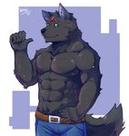  abs biceps big_muscles canine clothed clothing digital_media_(artwork) hittoga male mammal muscular muscular_male pecs topless wolf 
