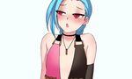  1girl animated animated_gif blue_hair blush breasts disembodied_hands erect_nipples female flat_chest jinx_(league_of_legends) league_of_legends nipples pd_(pdpdlv1) red_eyes riot_games rubbing 