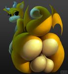  2017 balls big_balls big_butt butt digital_media_(artwork) dragon ikiki looking_back male simple_background solo wide_hips wings 