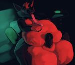 2017 abdominal_bulge accidentalaesthetics alarm_clock anthro balls belly big_balls big_belly biped black_claws black_fur black_nose black_penis canine claws clock cock_vore countershade_torso countershading digital_media_(artwork) erection fangs fur glans gloves_(marking) hair hand_on_stomach huge_balls humanoid_penis hyper hyper_balls hyper_belly leash lying male mammal markings multicolored_fur nude on_back penis pointy_ears post_vore red_balls red_belly red_countershading red_eyes red_fur red_hair shado_(shadowolf17) signature snout solo two_tone_fur vore wolf 