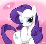  &lt;3 blue_eyes cute cutie_mark equine eyelashes female feral friendship_is_magic happy hecktop horn mammal my_little_pony one_eye_closed rarity_(mlp) smile solo unicorn wink 