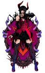  1girl black_hair bob_cut breasts cleavage detached_sleeves eliza_(tekken) flower gothic_lolita horns juliet_sleeves lolita_fashion long_sleeves namco tekken vampire 