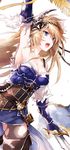  :o arisaka_ako arm_up armor armpits bare_shoulders blonde_hair blue_eyes boots breasts brown_footwear cleavage collarbone flower gauntlets granblue_fantasy hair_flower hair_ornament holding holding_sword holding_weapon jeanne_d'arc_(granblue_fantasy) long_hair looking_at_viewer medium_breasts open_mouth solo standard_bearer sword teeth thigh_boots thighhighs unsheathed v-shaped_eyebrows weapon 