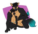  anthro big_dom_small_sub breasts canine duo faint female male male/female mammal muscular nipples nude pussy selfcest size_difference smile square_crossover 