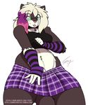  anthro clothed clothing collar eyewear feline female ficus glasses mammal navel navel_piercing piercing skirt sleeves slightly_chubby smile solo teasing tongue tongue_out 