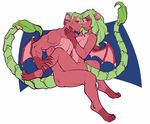  anthro breasts dragon duo facial_piercing faint female ferret fur hair hybrid lip_piercing male male/female mammal muscular mustelid nude open_mouth piercing selfcest smile square_crossover wings 