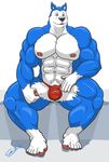  5_toes abs biceps big_muscles bulge chestnuts_(artist) clothed clothing exile_(road_rovers) male muscular muscular_male nipples pecs plantigrade ripping road_rovers sitting solo speedo swimsuit toes torn_clothing 
