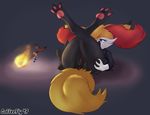 2017 anus braixen canine clothing coffeefly female fire fox gem mammal nintendo pok&eacute;mon pussy simple_background solo stick video_games 