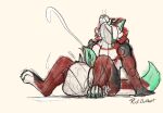 after_vore anthro ball_bulge balls balls_expansion big_balls big_penis bodily_fluids canid canine canis cum cum_puddle cumshot demon duo ejaculation excessive_cum excessive_genital_fluids expansion fatal_vore genital_expansion genital_fluids genitals gurgle_(sound_effect) hi_res huge_balls huge_penis king knot knotted_penis leaning leaning_backward leash leash_in_mouth leash_in_own_mouth licking licking_lips looking_pleasured male mammal object_in_mouth penis red_body rook_burkhart rook_burkhart_(artist) royalty sitting smoke smoke_from_nose tongue tongue_out vein veiny_penis vore wolf