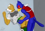  anal anal_penetration anthro avian bird blue_eyes blush butt canine clothing couple cum duo falco_lombardi feathers fox fox_mccloud gay green_eyes interspecies kp-yoshi male mammal nintendo penetration penis sex star_fox tailfeathers video_games 